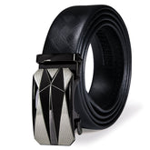 Ratchet Leather Dress Belt For Men Adjustable Belt Fit Jeans With Geometric Metal Buckle